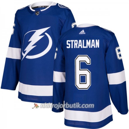 Män Ishockey Tampa Bay Lightning Tröja Anton Stralman 6 Adidas 2017-2018 Blå Authentic